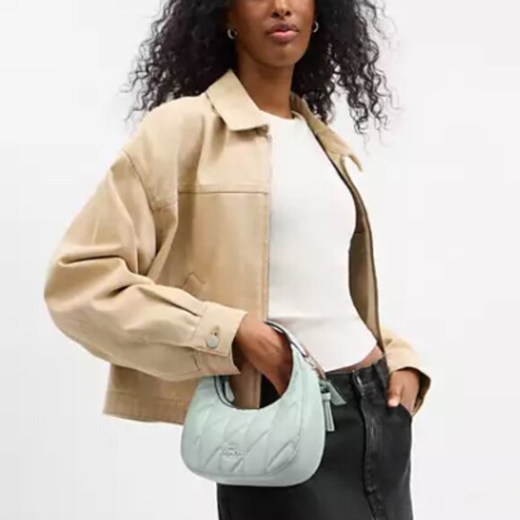 Coach Carmen Mini Mint Green Quilted Crossbody Bag NWT - Picture 3 of 5